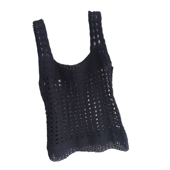 Vintage Tops - Crochet Black Boho style top